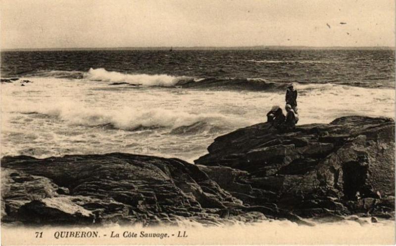 Carte postale ancienne Quiberon - La Cote Sauvage à Quiberon