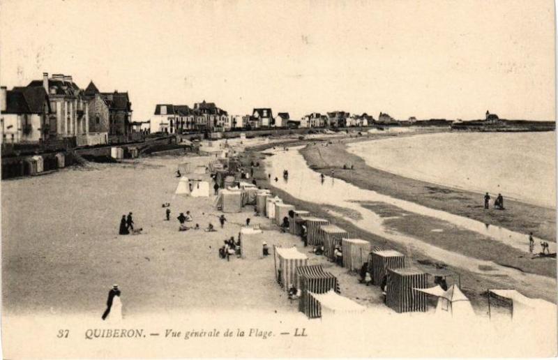 Carte postale ancienne Quiberon Vue générale de la Plage à Quiberon