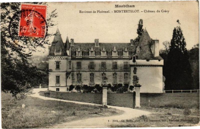 Carte postale ancienne Morbihan - Env. de Ploermel - MONTertelot - Chateau du Crevy à Montertelot