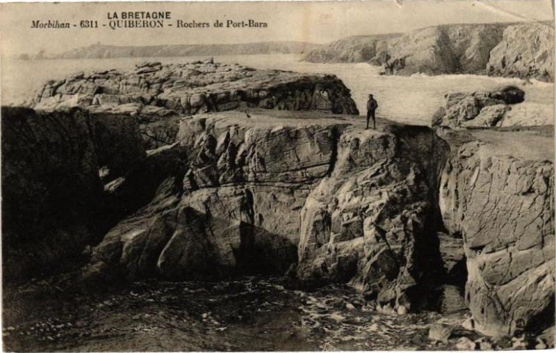 Carte postale ancienne La Bretagne - Morbihan - Quiberon - Rochers de Port-Bara à Quiberon
