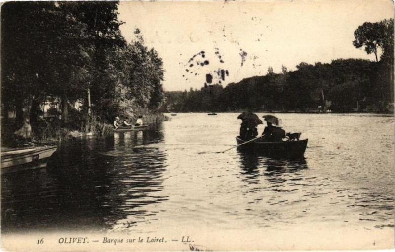 Carte postale ancienne Olivet - Barque sur le Loiret à Olivet