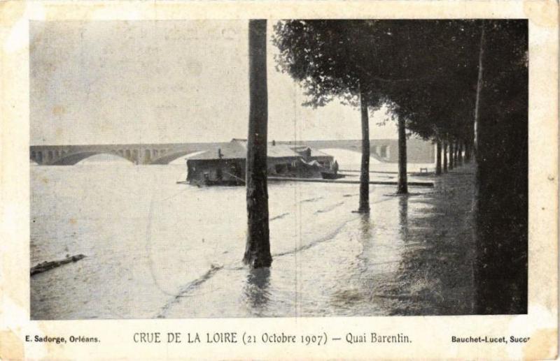 Carte postale ancienne Crue de la Loire-Quai Barentin