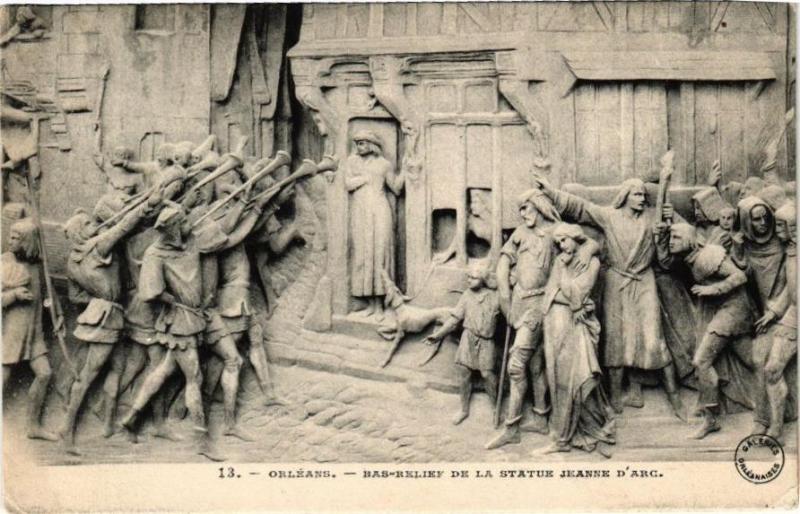 Carte postale ancienne Orleans - Bas Relief de la Statue Jeanne D'Arc à Orléans