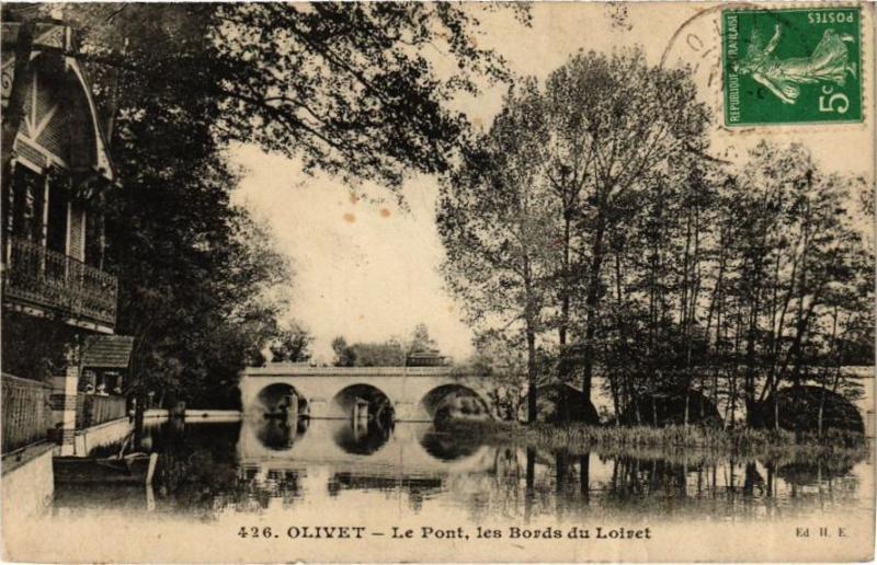 Carte postale ancienne Olivet - Le Pont les Bords du Loiret à Olivet