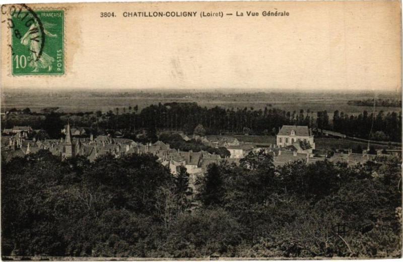 Carte postale ancienne Chatillon - Coligny - La Vue générale