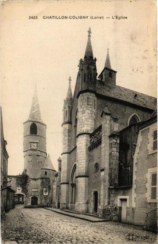 Carte postale ancienne Chatillon - Coligny - L'Eglise