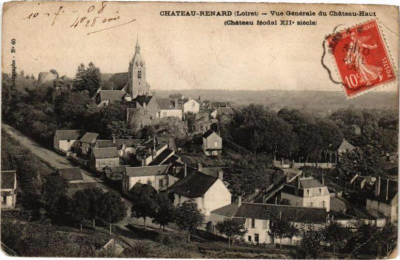 Carte postale ancienne Chateau-Renard - Vue générale du Chateau - Haut (Chateau à Château-Renard