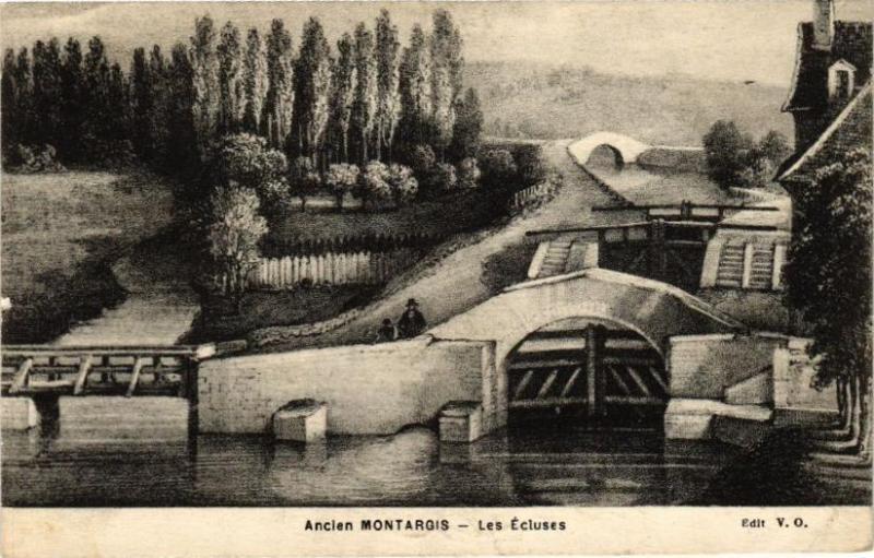 Carte postale ancienne Ancien Montargis - Les Ecluses à Montargis