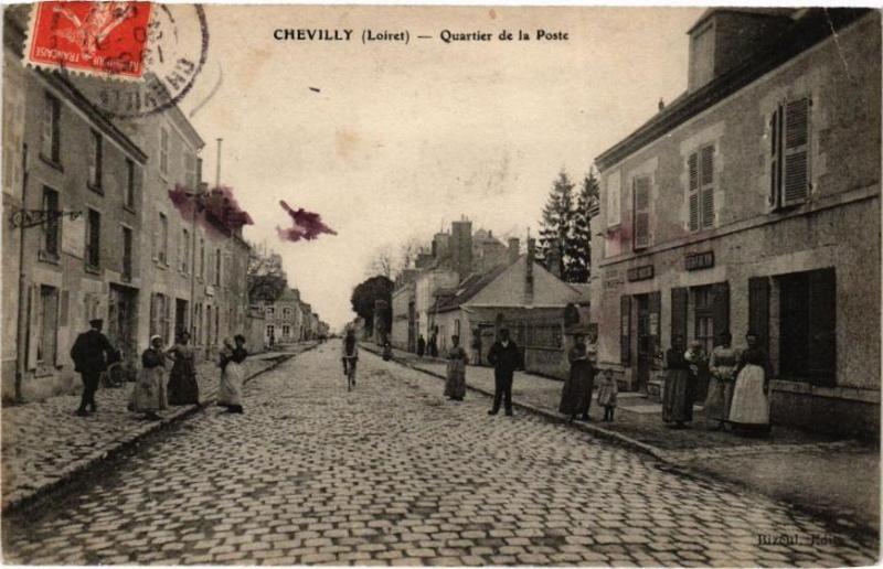 Carte postale ancienne Chevilly - Quartier de la Poste à Chevilly