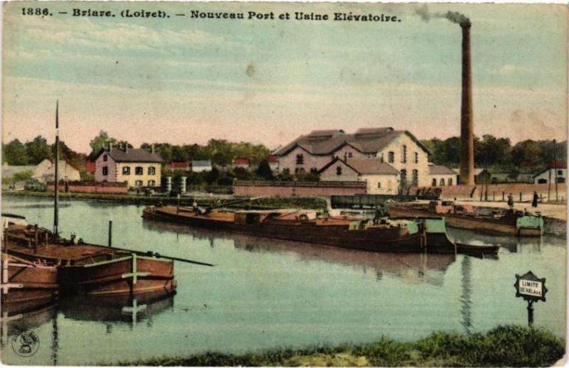 Carte postale ancienne Briare - Nouveau Port et Usine Elevatoire à Briare
