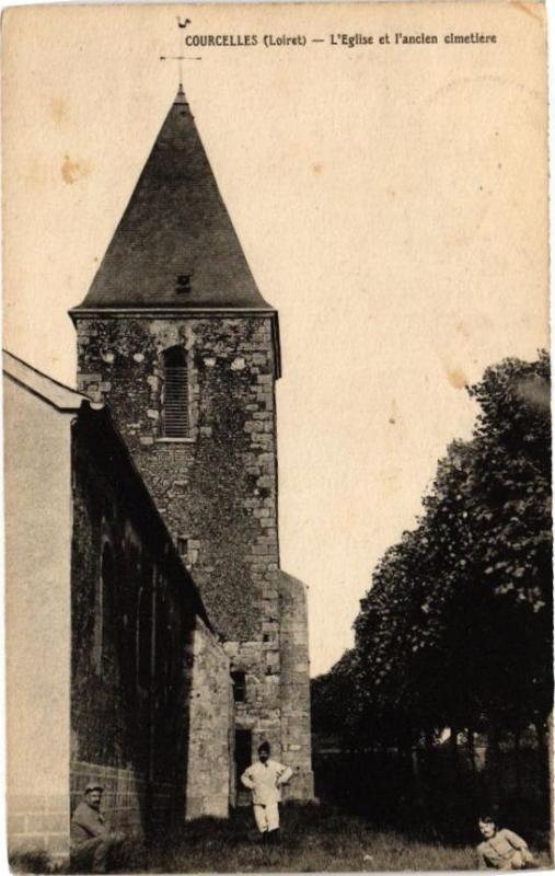 Carte postale ancienne Courcelles - L'Eglise et l'ancien cimetere