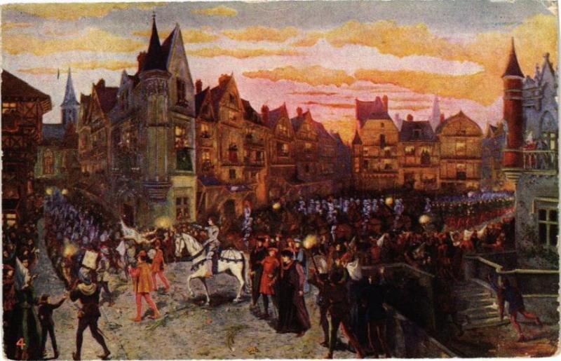Carte postale ancienne Entrée triomphale de Jeanne d'Arc a Orleans