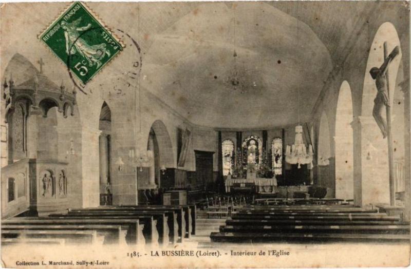Carte postale ancienne La Bussiere-Interieur de l'Eglise