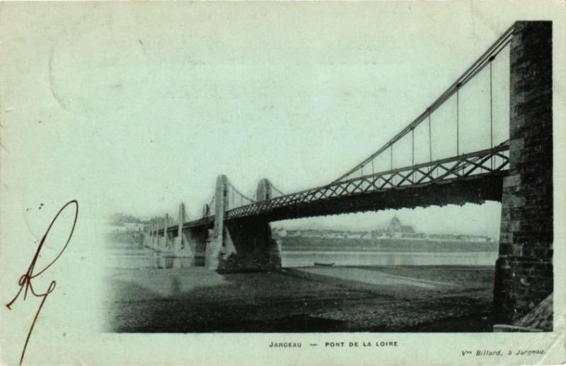 Carte postale ancienne Jargeau - Pont de la Loire à Jargeau