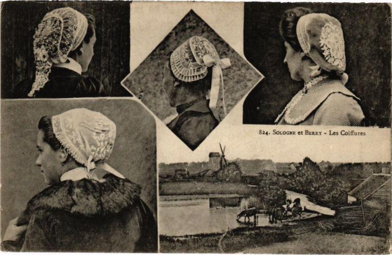 Carte postale ancienne Sologne de Berry - Les Coiffures