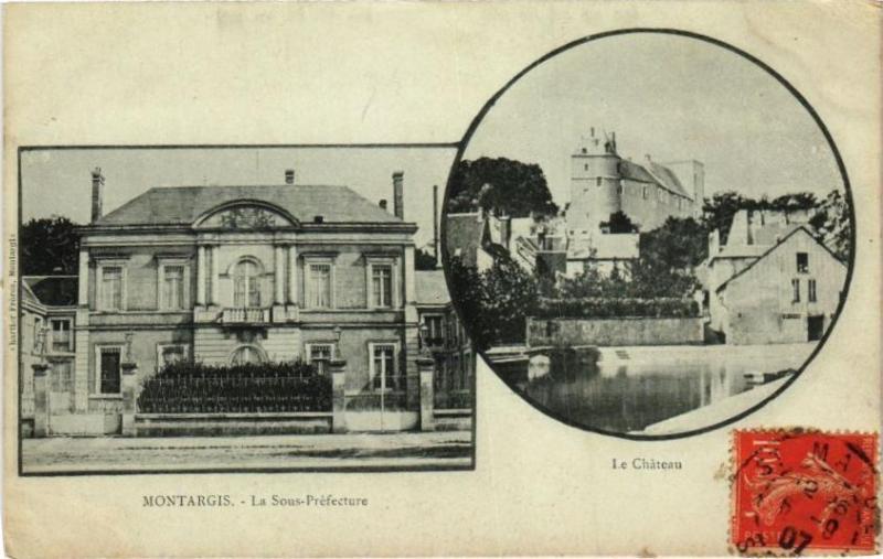 Carte postale ancienne Montargis - La Sous-Prefecture - Le Chateau à Montargis
