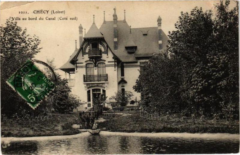 Carte postale ancienne Checy - Villa au bord du Canal (Cote sud) à Chécy