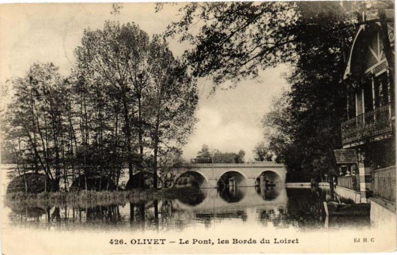 Carte postale ancienne Olivet - Le Pont les Bords du Loiret à Olivet