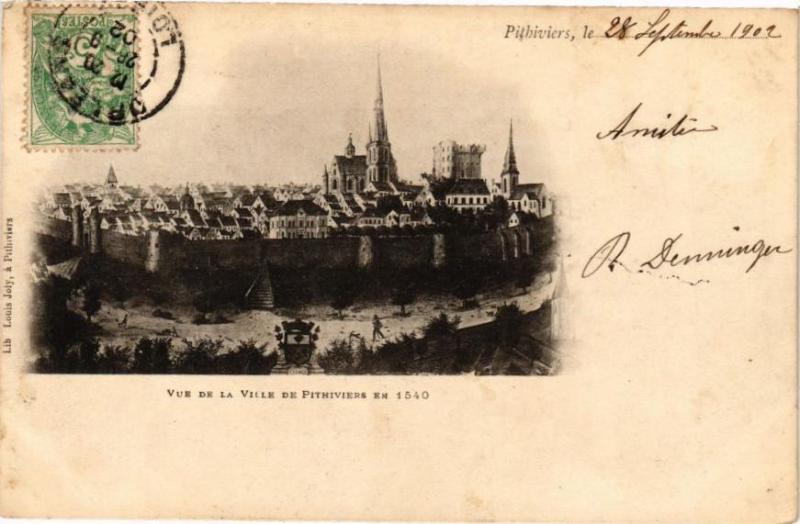 Carte postale ancienne Vue de la Ville de Pithiviers en 1540 à Pithiviers
