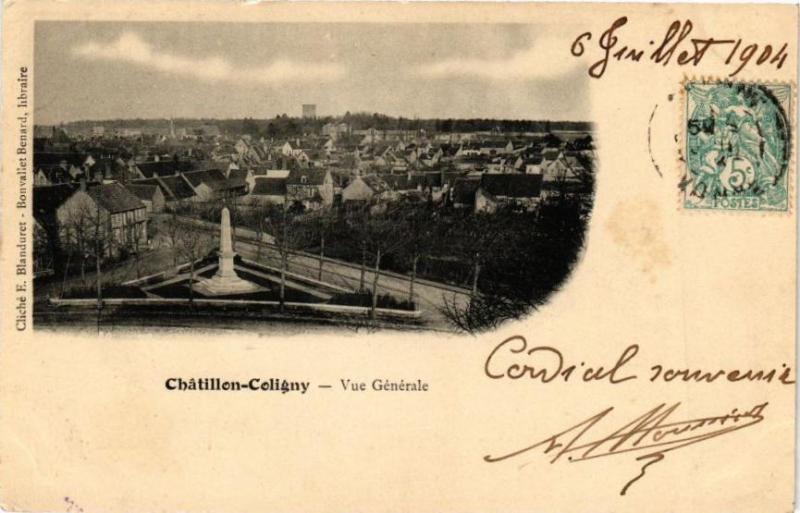 Carte postale ancienne Chatillon - Coligny - Vue générale
