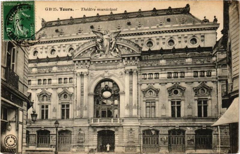 Carte postale ancienne Tours-Théatre municipal à Tours