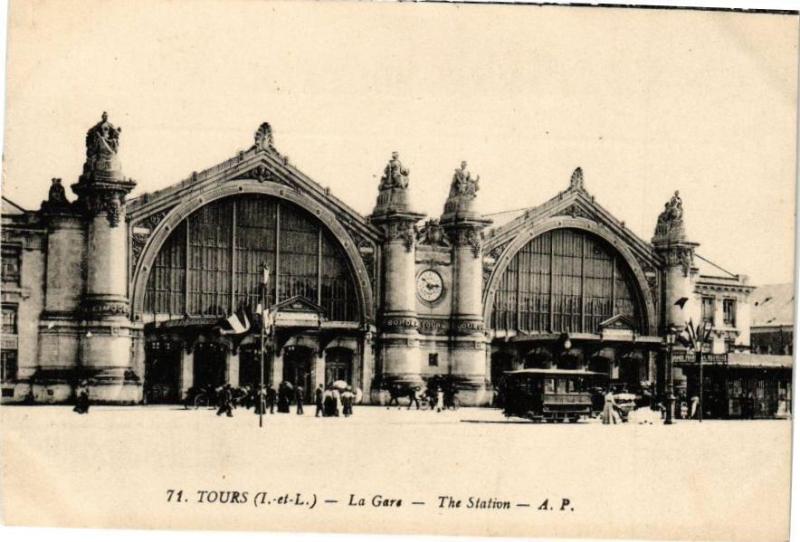Carte postale ancienne Tours-La Gare à Tours