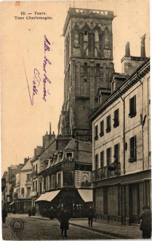 Carte postale ancienne Tours-Tour Charlemagne à Tours