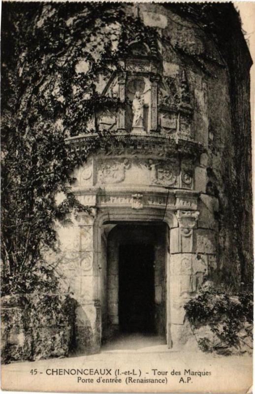 Carte postale ancienne Chenonceaux - Tour des Marques Porte d'entrée à Chenonceaux