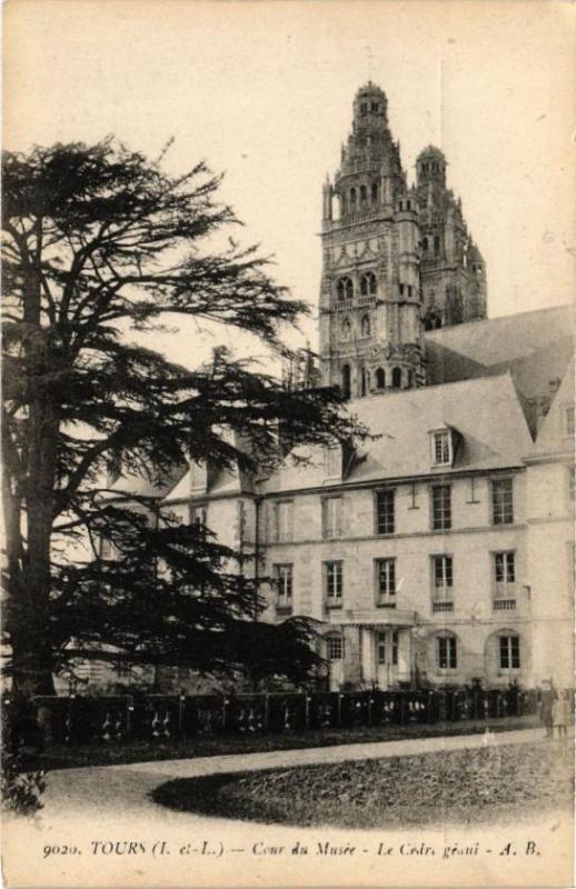 Carte postale ancienne Tours-Cour du Musée à Tours