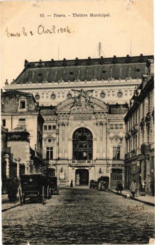 Carte postale ancienne Tours-Théatre Municipal à Tours