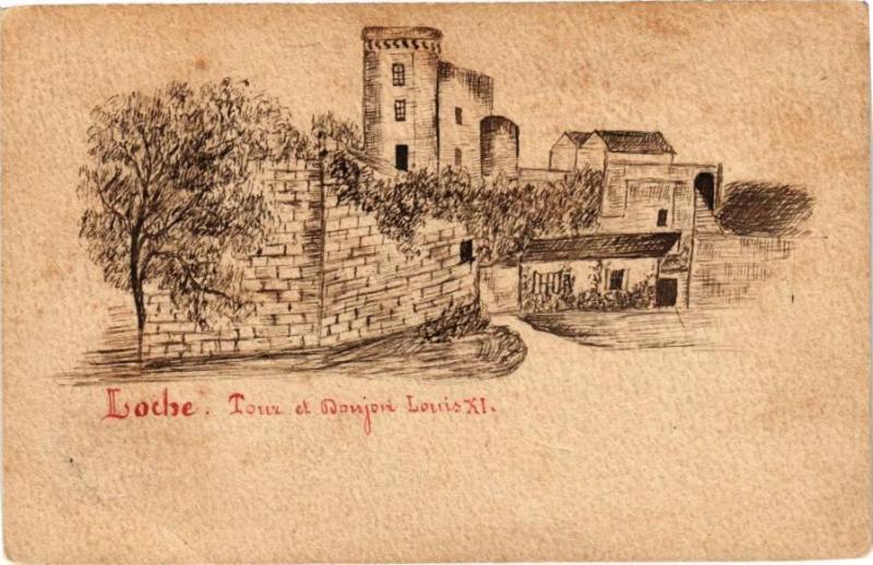 Carte postale ancienne Loches - Tour et Donjon Louis Xi à Loches