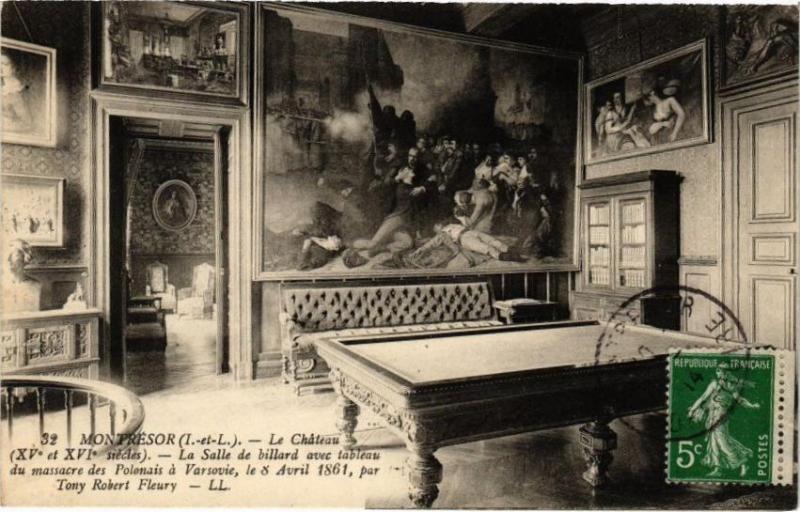 Carte postale ancienne Montresor - Le Chateau (Xv XVIs.) La Salle de billard.. à Montrésor