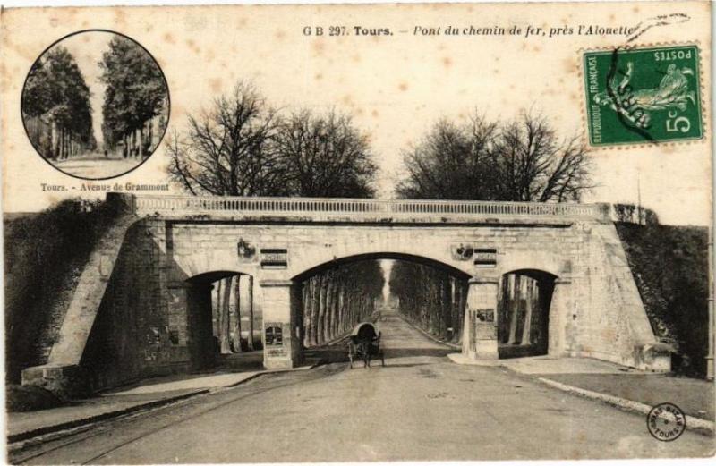 Carte postale ancienne Tours - Pont du chemin de fer pres l'Alouette à Tours