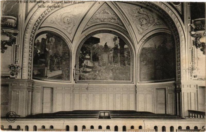 Carte postale ancienne Tours - Nouvel hotel de ville - Salle ducanseil à Tours