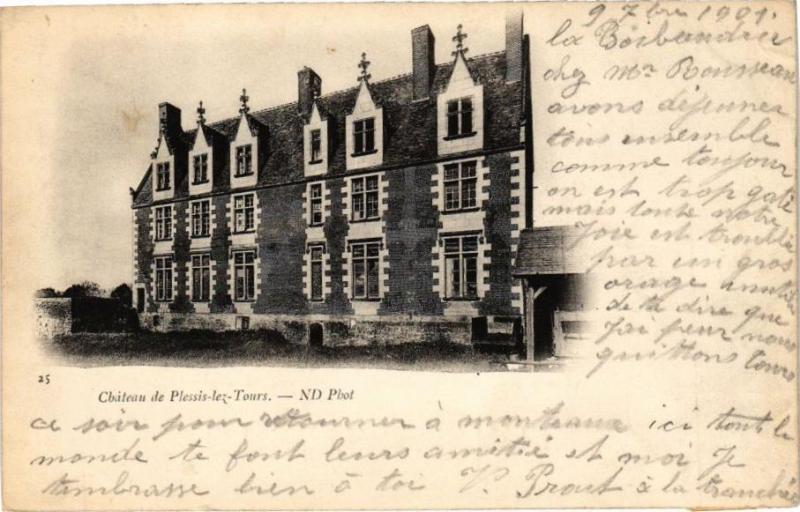 Carte postale ancienne Chateau de Plessis-les-Tours à Tours
