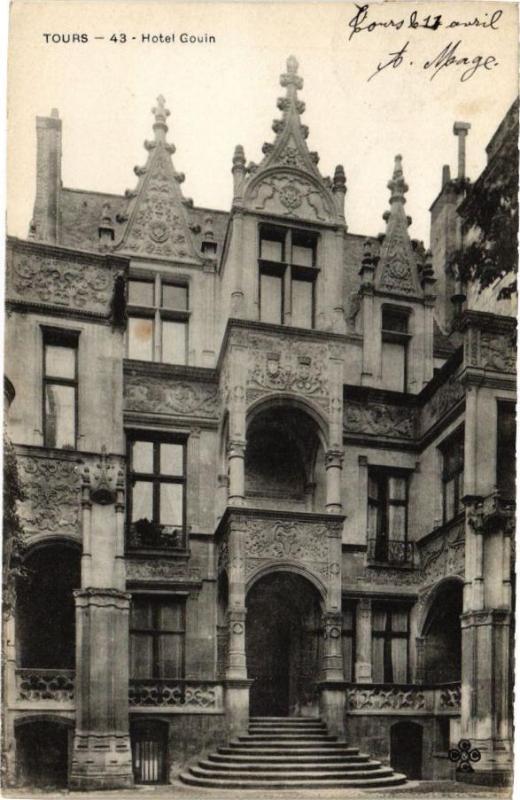 Carte postale ancienne Tours - Hotel Gouin à Tours