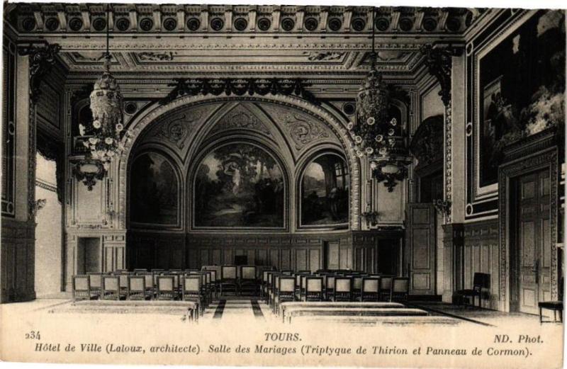 Carte postale ancienne Tours - Hotel de Ville (Laloux architecte) Salle des Mariages à Tours
