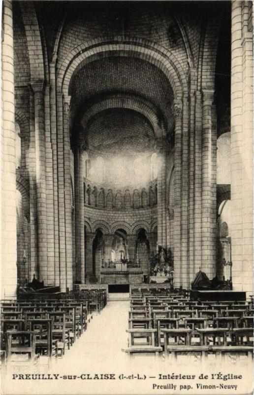 Carte postale ancienne Preuilly-sur-Claise - Intérieur de l'Eglise à Preuilly-sur-Claise