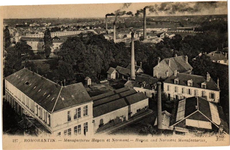 Carte postale ancienne Romorantin - Manufactures Hayem et Normant -