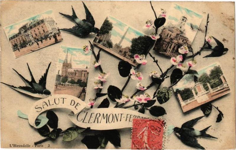 Carte postale ancienne Salut de Clermont-Ferrand à Clermont-Ferrand