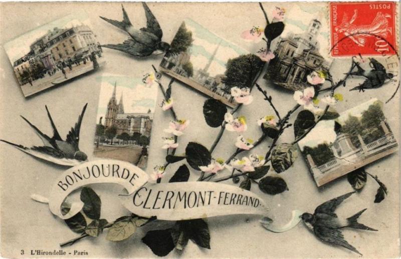 Carte postale ancienne Bonjour de Clermont-Ferrand à Clermont-Ferrand