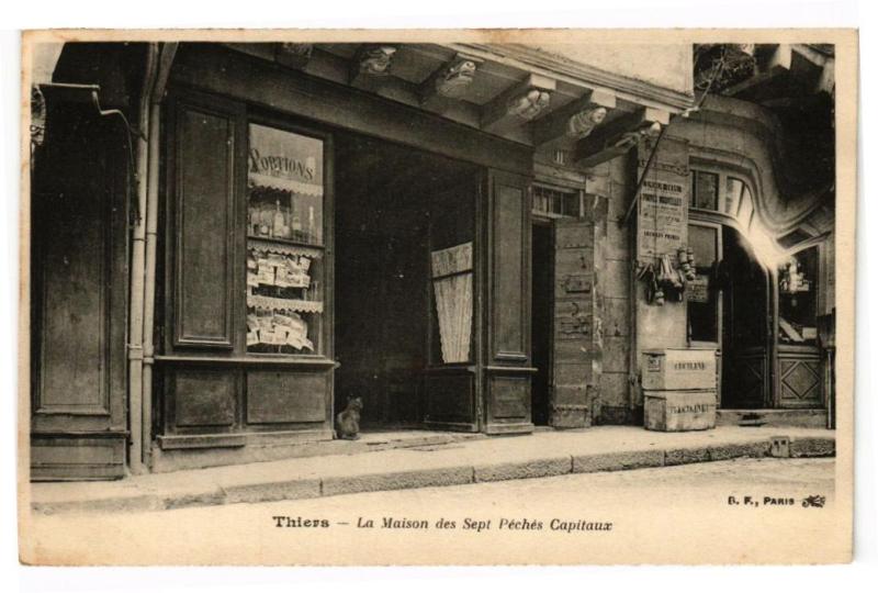Carte postale ancienne Thiers - La maison des sept peches à Thiers