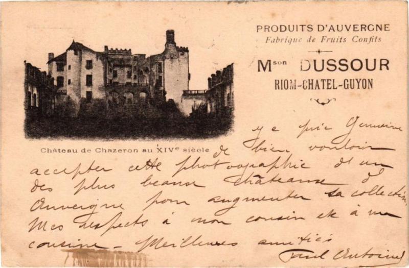 Carte postale ancienne Riom - Chatel-Guyon à Riom