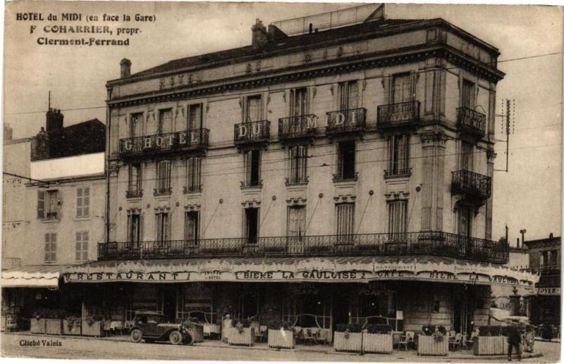 Carte postale ancienne Hotel du Midi (en face la Gare) F.Coharrier propr. Clermont-Ferrand à Clermont-Ferrand