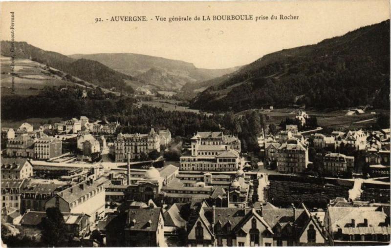 Carte postale ancienne Auvergne - Vue générale de La Bourboule prise du Rocher à La Bourboule