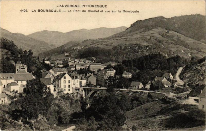 Carte postale ancienne La Bourboule - Le Pont du Charlet et vue sur la Bourboule à La Bourboule