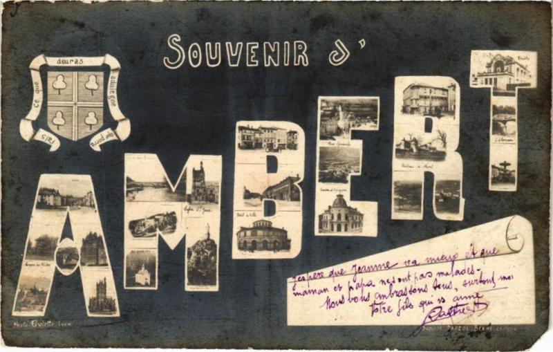Carte postale ancienne Souvenir d'Ambert à Ambert