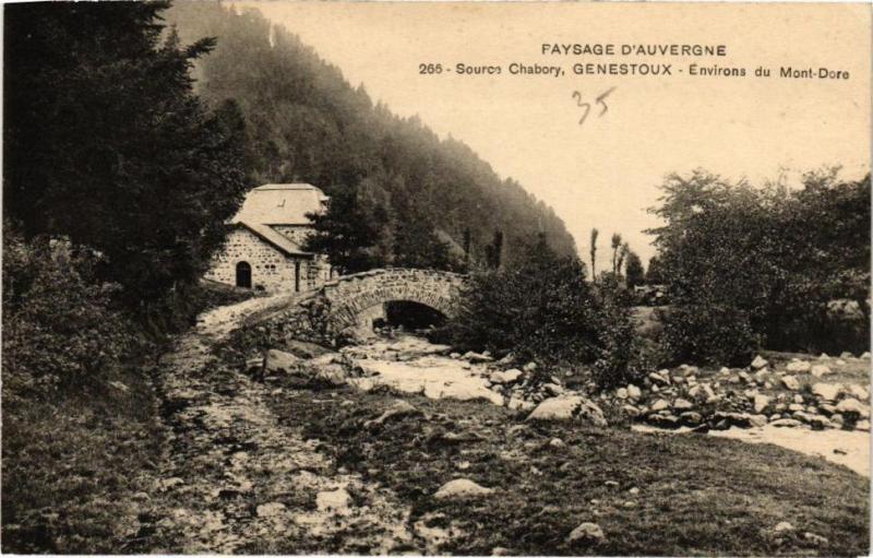 Carte postale ancienne Paysage d'Auvergne - Source Chabory Genetoux - Env. du Mont-Dore à Mont-Dore