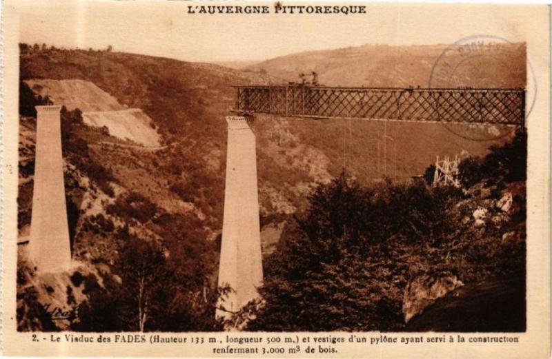 Carte postale ancienne L'Auvergne Pittoresque - Le Viaduc des Fades (Hauteur 133m longueur