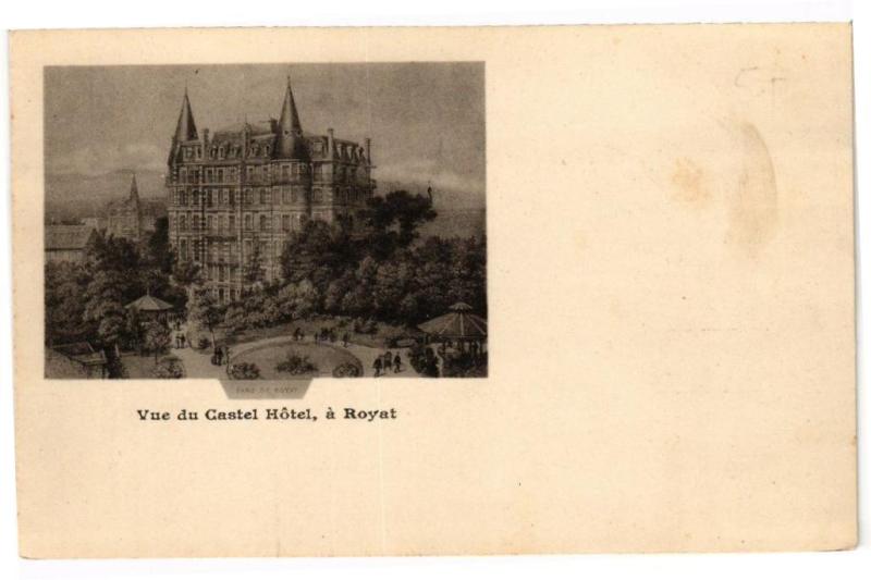 Carte postale ancienne Vue du castle hotel a Royat à Royat